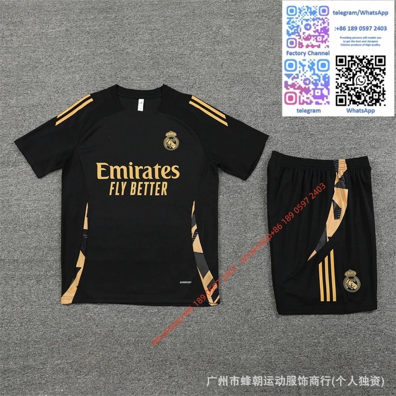 2425 Short sleeved Real Madrid Black Gold