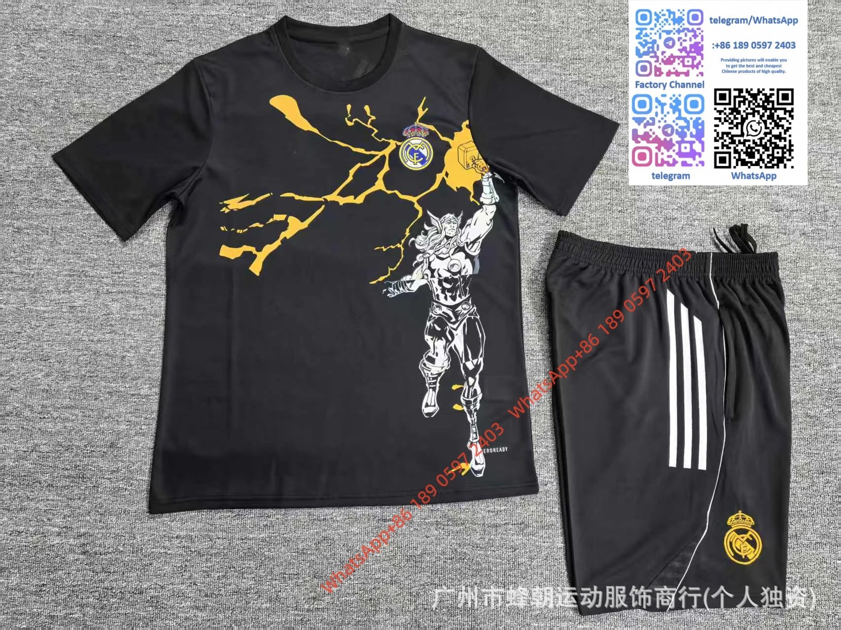 2526 Short sleeved Real Madrid Black [Marvel collaboration]