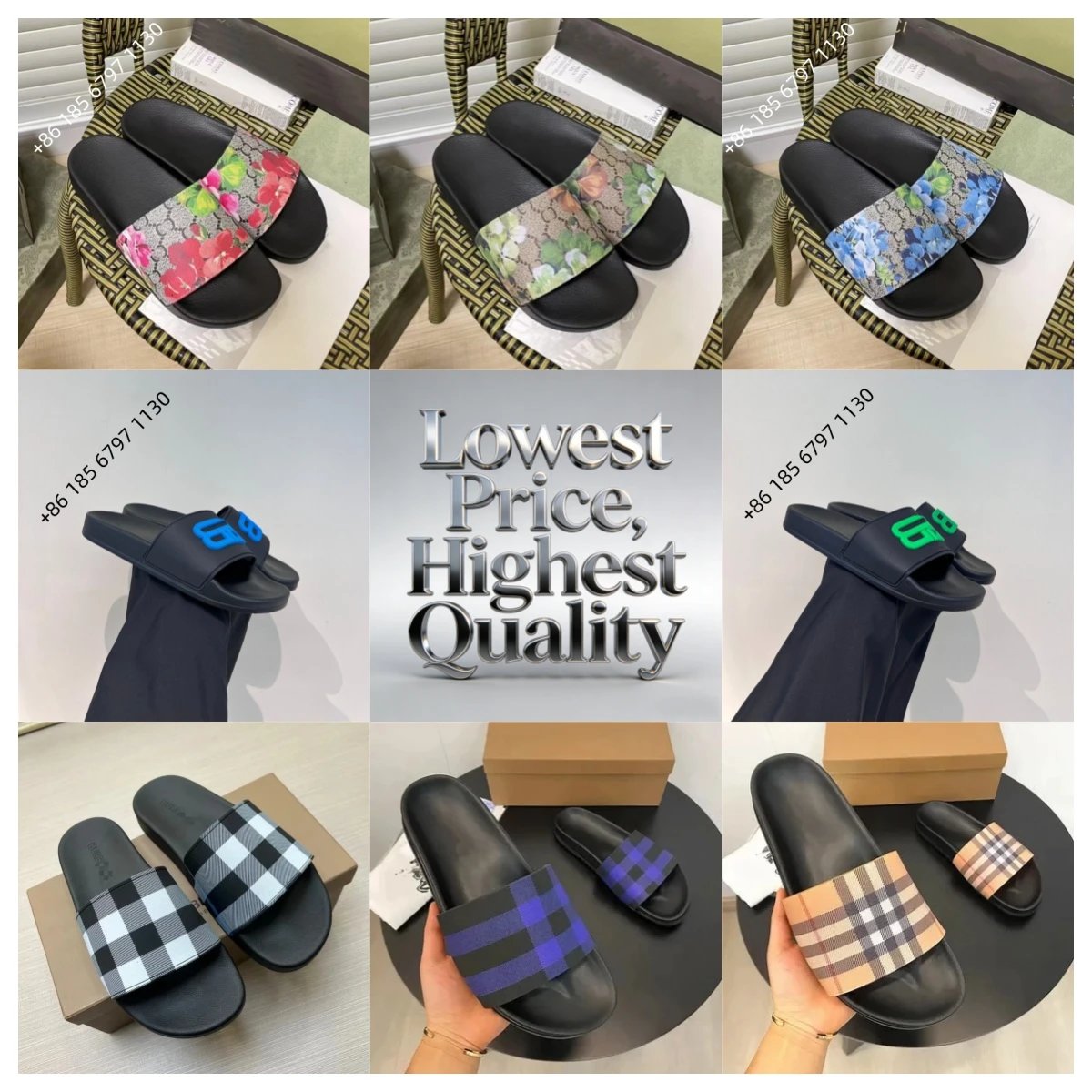 CCC10 Couple's Flat Bottom Flip Flops Soft Sole Unisex Slides WhatsApp+86 185 6797 1130