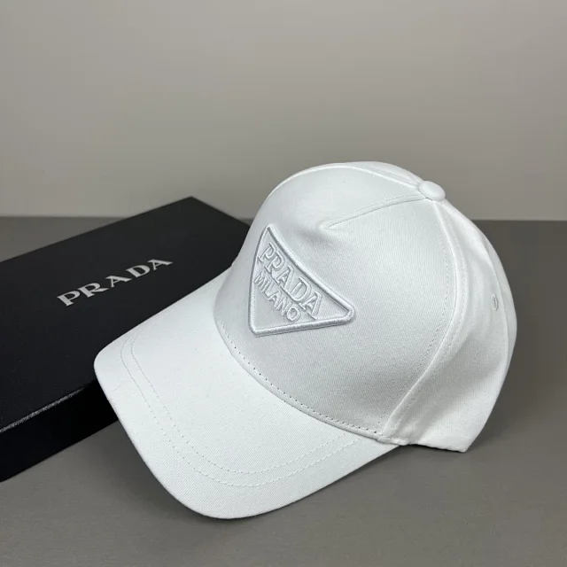 Prada Hats Nylon baseball cap with triangular logo plaque product detail image 32