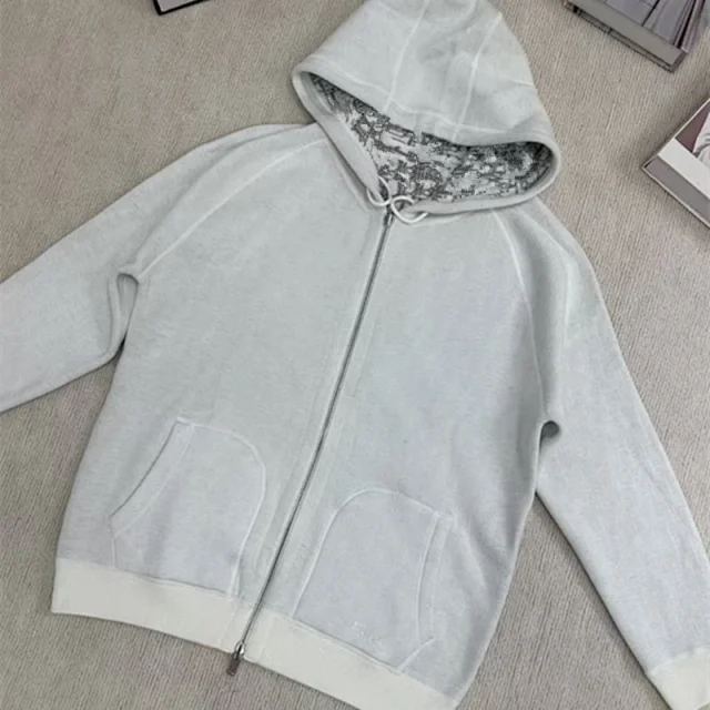 Dior Hoodies & Sweatshirts Reversible knit zip-up hoodie with all-over logo pattern product detail image 18