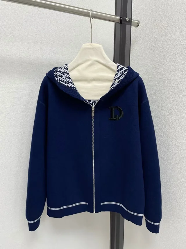 Dior Hoodies & Sweatshirts Reversible knit zip-up hoodie with all-over logo pattern product detail image 41