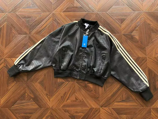 Adidas Jackets Croc-embossed three-stripe bomber jacket product detail image 6