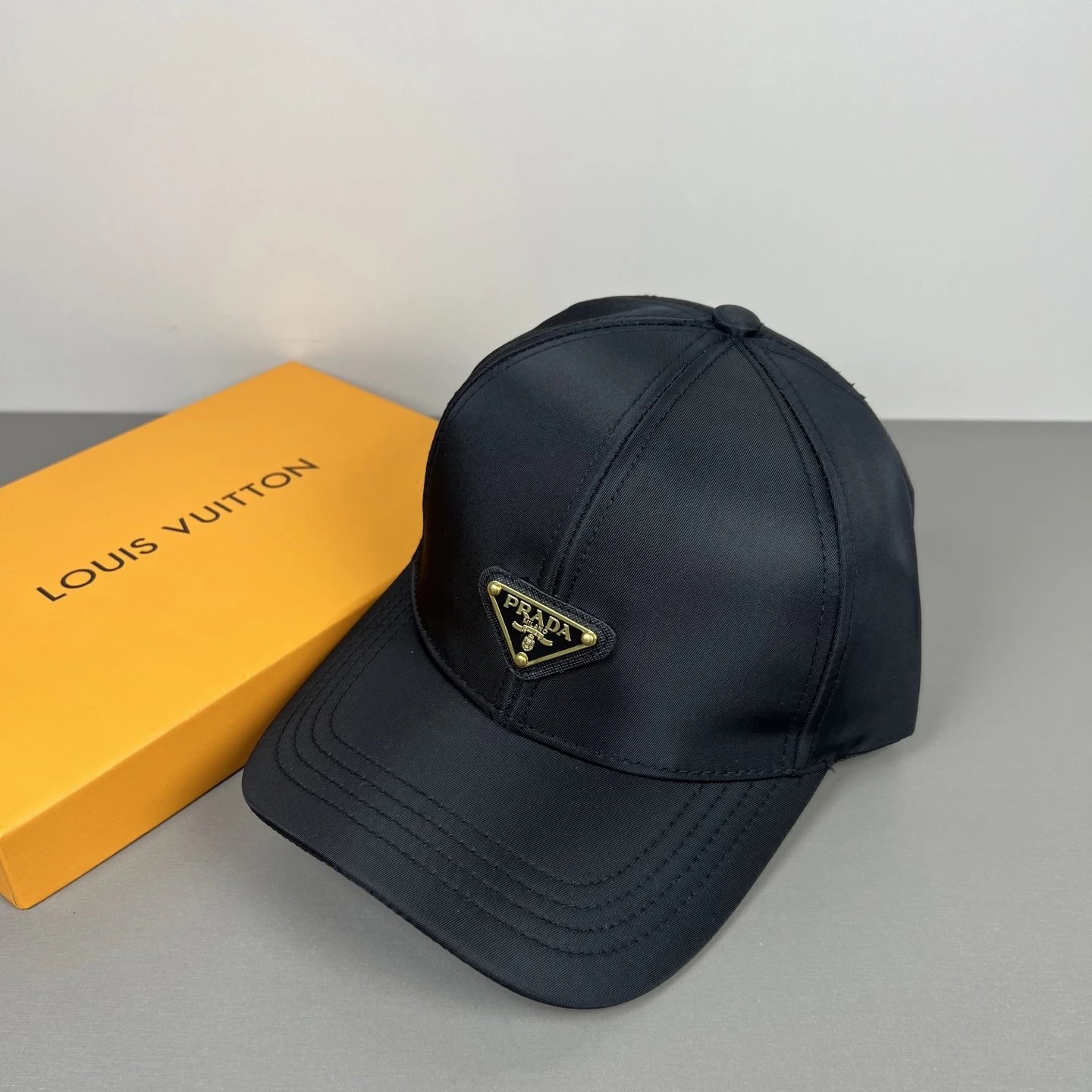 Prada Hats Nylon Baseball Cap with Triangle Logo Plaque — GZMZ-27