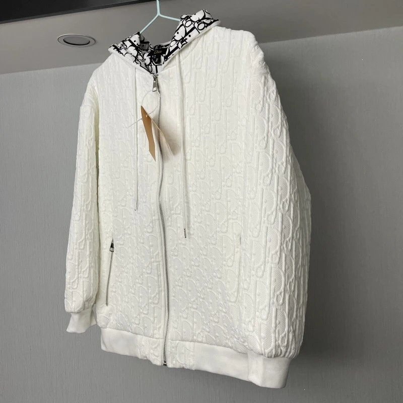 Dior Hoodies & Sweatshirts Reversible knit zip-up hoodie with all-over logo pattern — 12