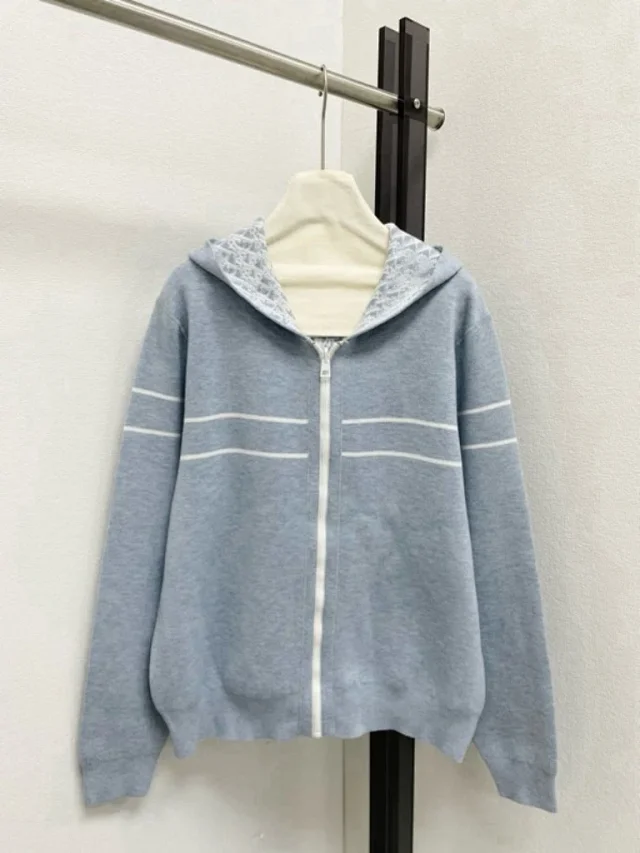 Dior Hoodies & Sweatshirts Reversible knit zip-up hoodie with all-over logo pattern product detail image 32
