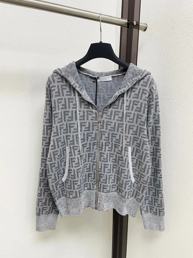Dior Hoodies & Sweatshirts Reversible knit zip-up hoodie with all-over logo pattern product detail image 21