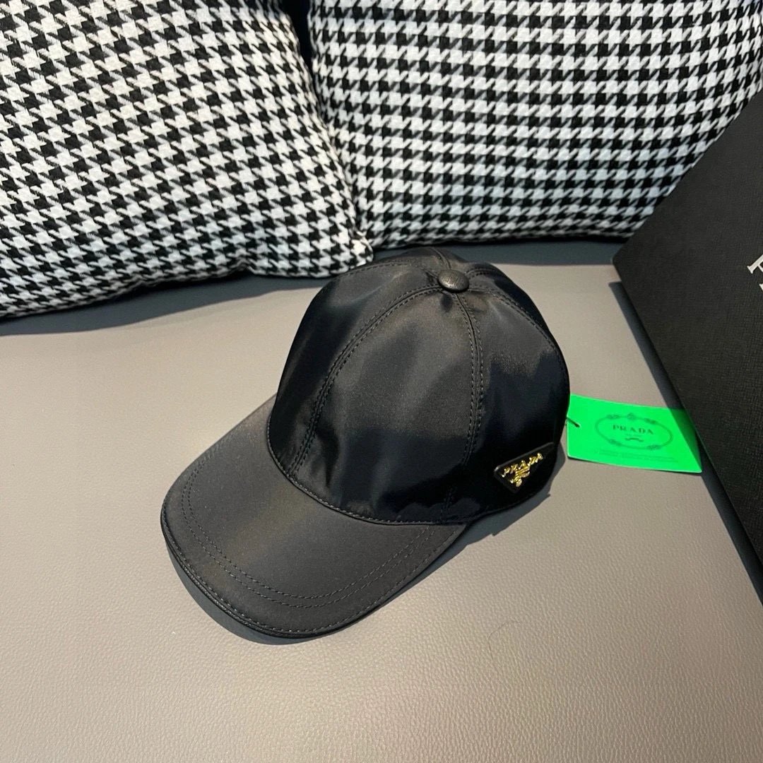 Prada Hats Nylon Baseball Cap with Triangle Logo Plaque — GZMZ-06