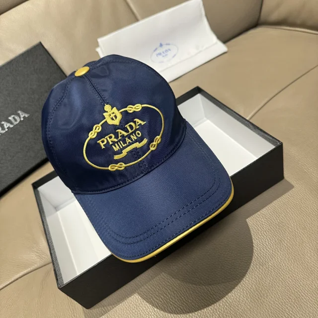 Prada Hats Nylon baseball cap with triangular logo plaque product detail image 15