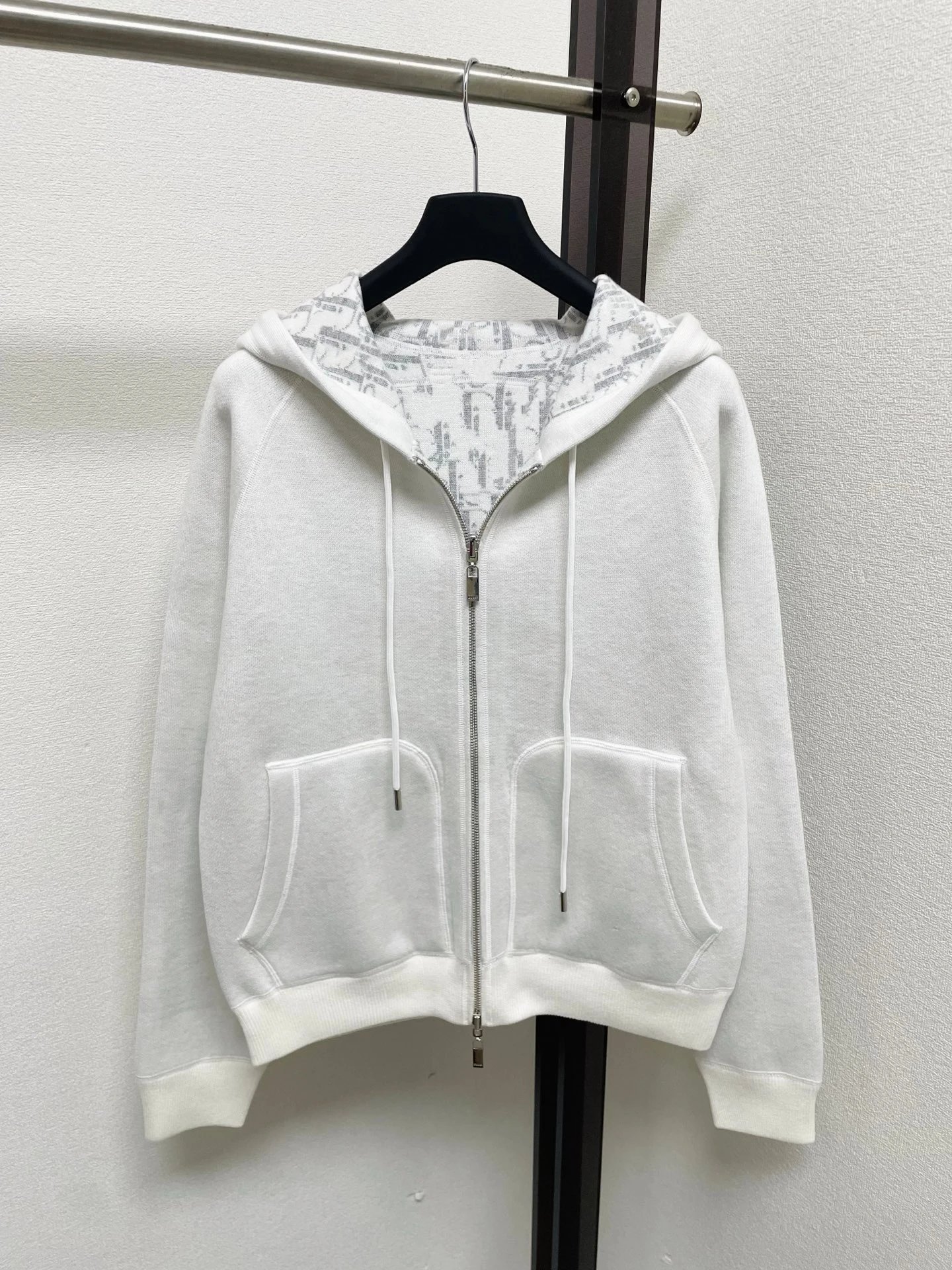 Dior Hoodies & Sweatshirts Reversible knit zip-up hoodie with all-over logo pattern — 13