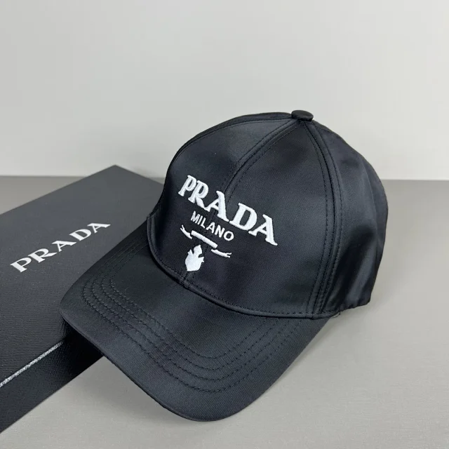 Prada Hats Nylon baseball cap with triangular logo plaque product detail image 31