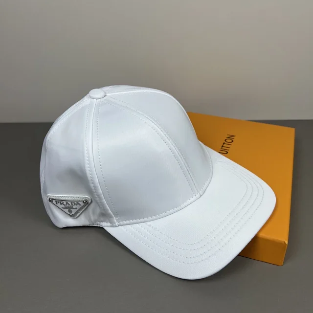 Prada Hats Nylon baseball cap with triangular logo plaque product detail image 26
