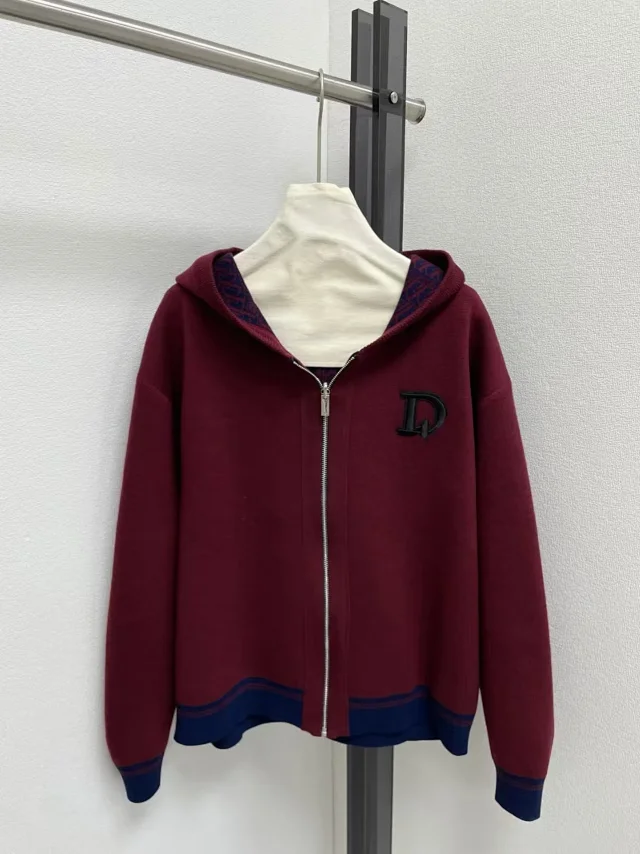 Dior Hoodies & Sweatshirts Reversible knit zip-up hoodie with all-over logo pattern product detail image 42