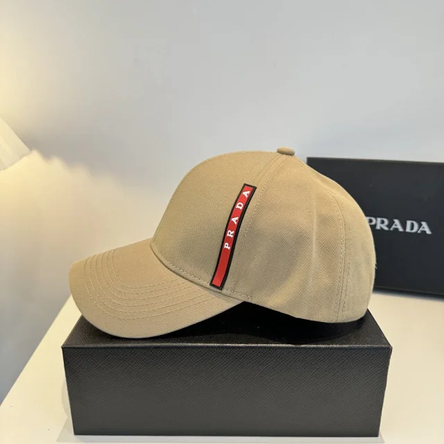 Prada Hats Nylon baseball cap with triangular logo plaque product detail image 40