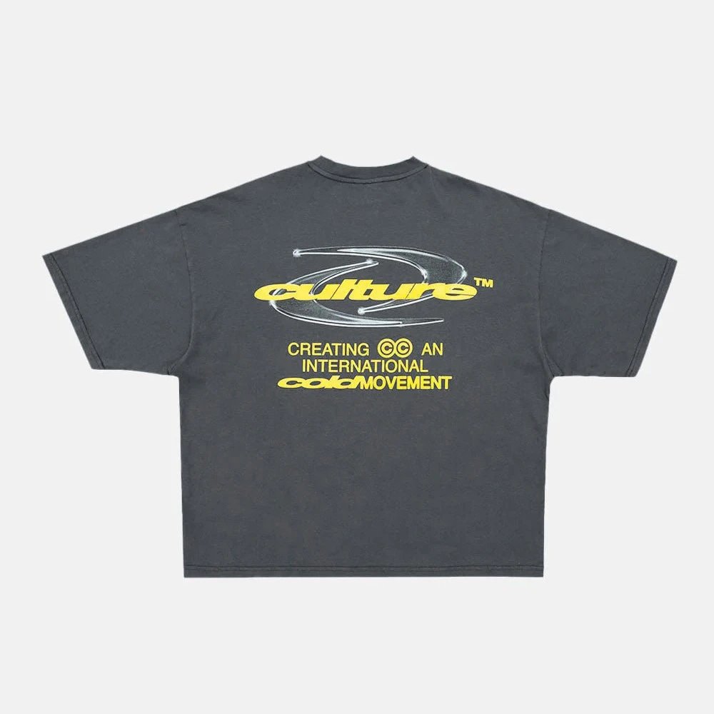 Cold Culture T-Shirts Oversized Logo Print — 25 Dynamic-Charcoal Grey