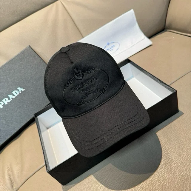 Prada Hats Nylon baseball cap with triangular logo plaque product detail image 23