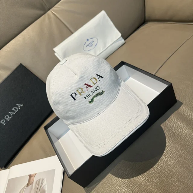 Prada Hats Nylon baseball cap with triangular logo plaque product detail image 21