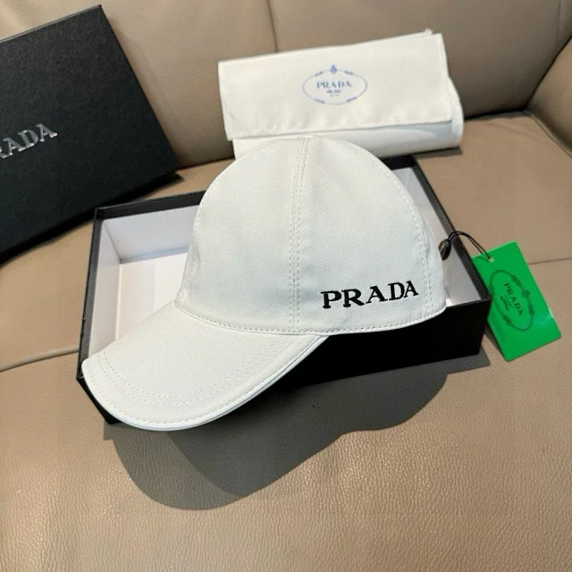 Prada Hats Nylon baseball cap with triangular logo plaque product detail image 25