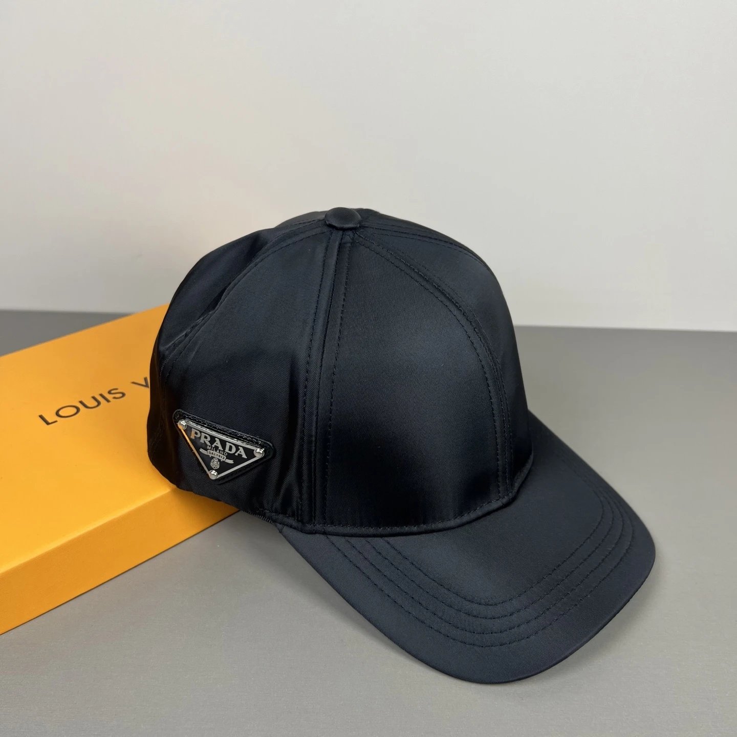 Prada Hats Nylon Baseball Cap with Triangle Logo Plaque — GZMZ-25
