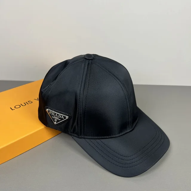 Prada Hats Nylon baseball cap with triangular logo plaque product detail image 27