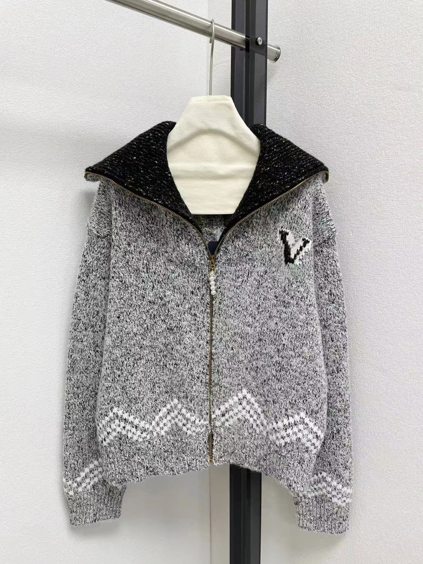 Dior Hoodies & Sweatshirts Reversible knit zip-up hoodie with all-over logo pattern — 35