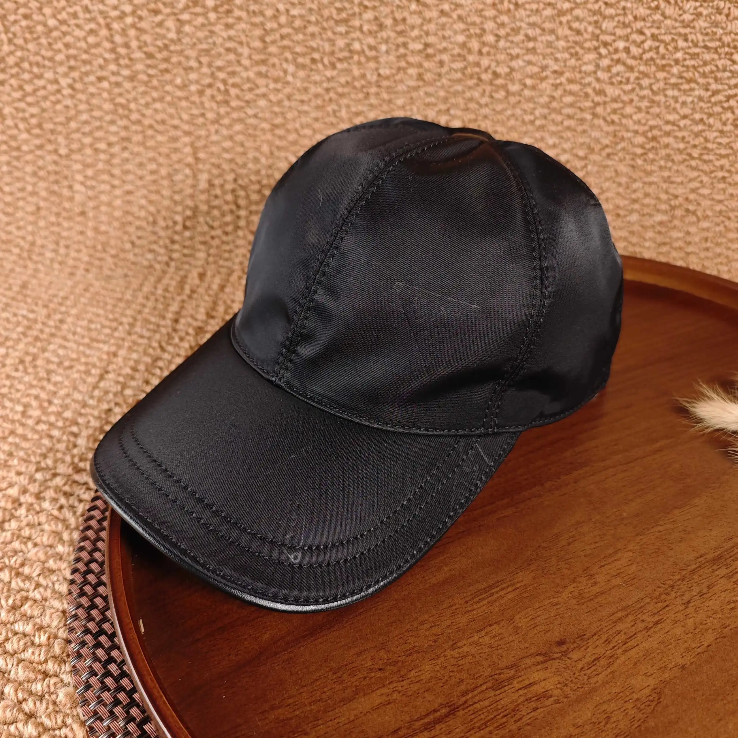 Prada Hats Nylon Baseball Cap with Triangle Logo Plaque — GZMZ-17