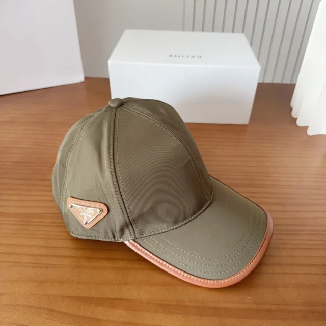 Prada Hats Nylon baseball cap with triangular logo plaque product detail image 34