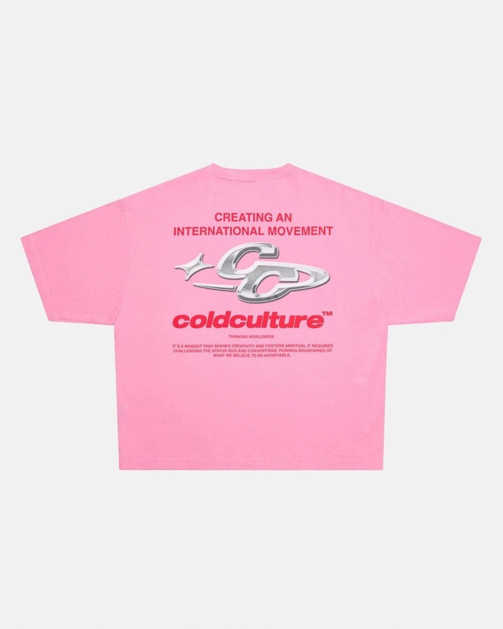 Cold Culture T-Shirts Oversized Logo Print — 39 Shiny-Pink