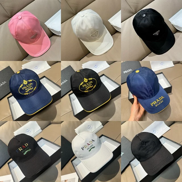 Prada Hats Nylon Baseball Cap with Triangle Logo Plaque product detail image 1