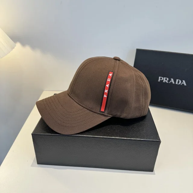 Prada Hats Nylon baseball cap with triangular logo plaque product detail image 41