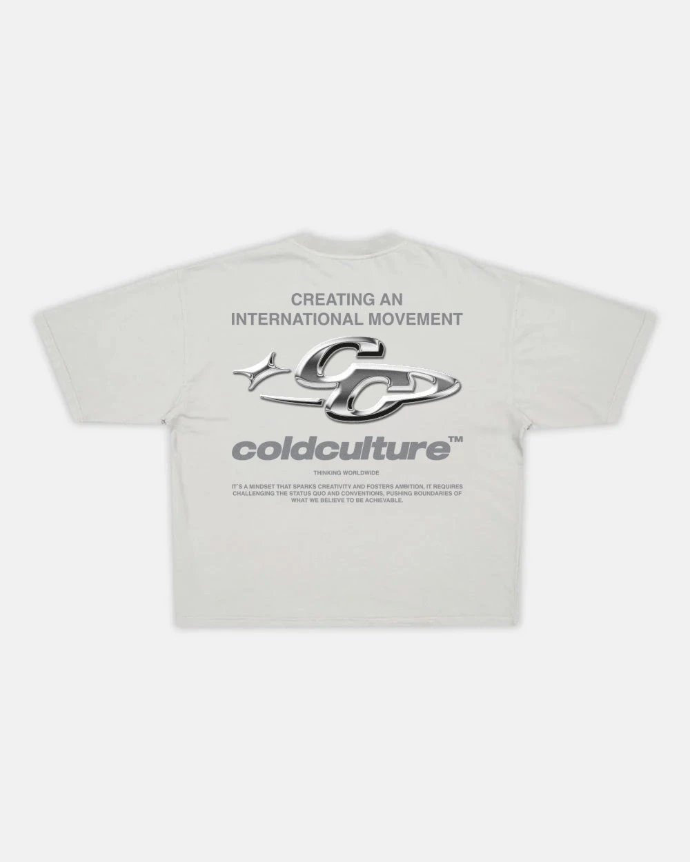 Cold Culture T-Shirts Oversized Logo Print — 40 Shiny-Light Grey