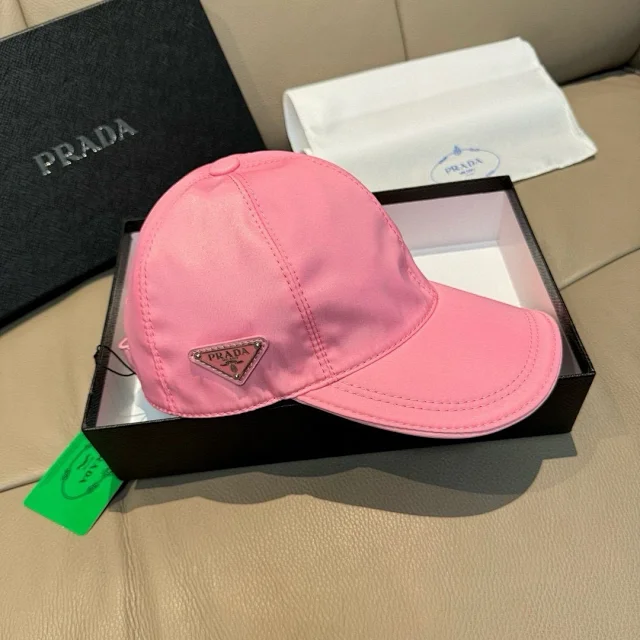 Prada Hats Nylon baseball cap with triangular logo plaque product detail image 10