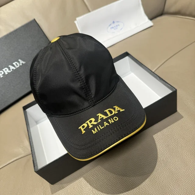 Prada Hats Nylon baseball cap with triangular logo plaque product detail image 16