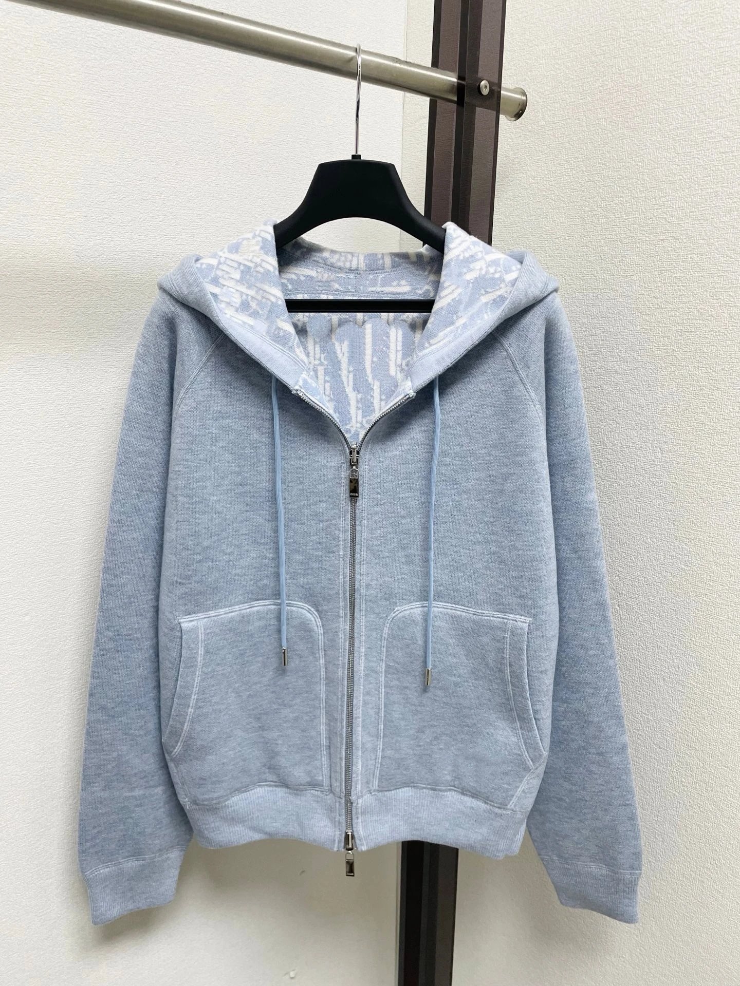 Dior Hoodies & Sweatshirts Reversible knit zip-up hoodie with all-over logo pattern — 15
