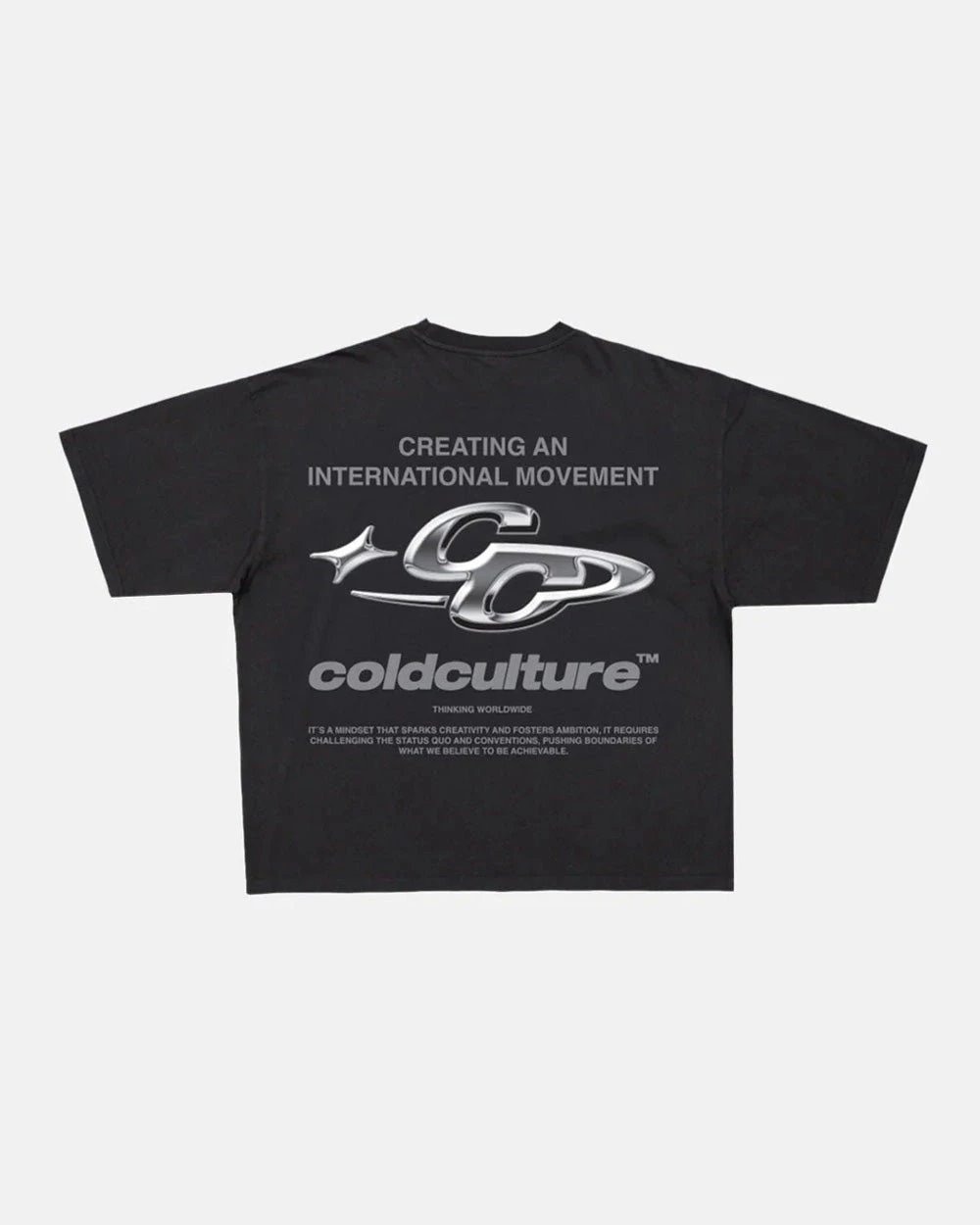Cold Culture T-Shirts Oversized Logo Print — 38 Shiny-Black