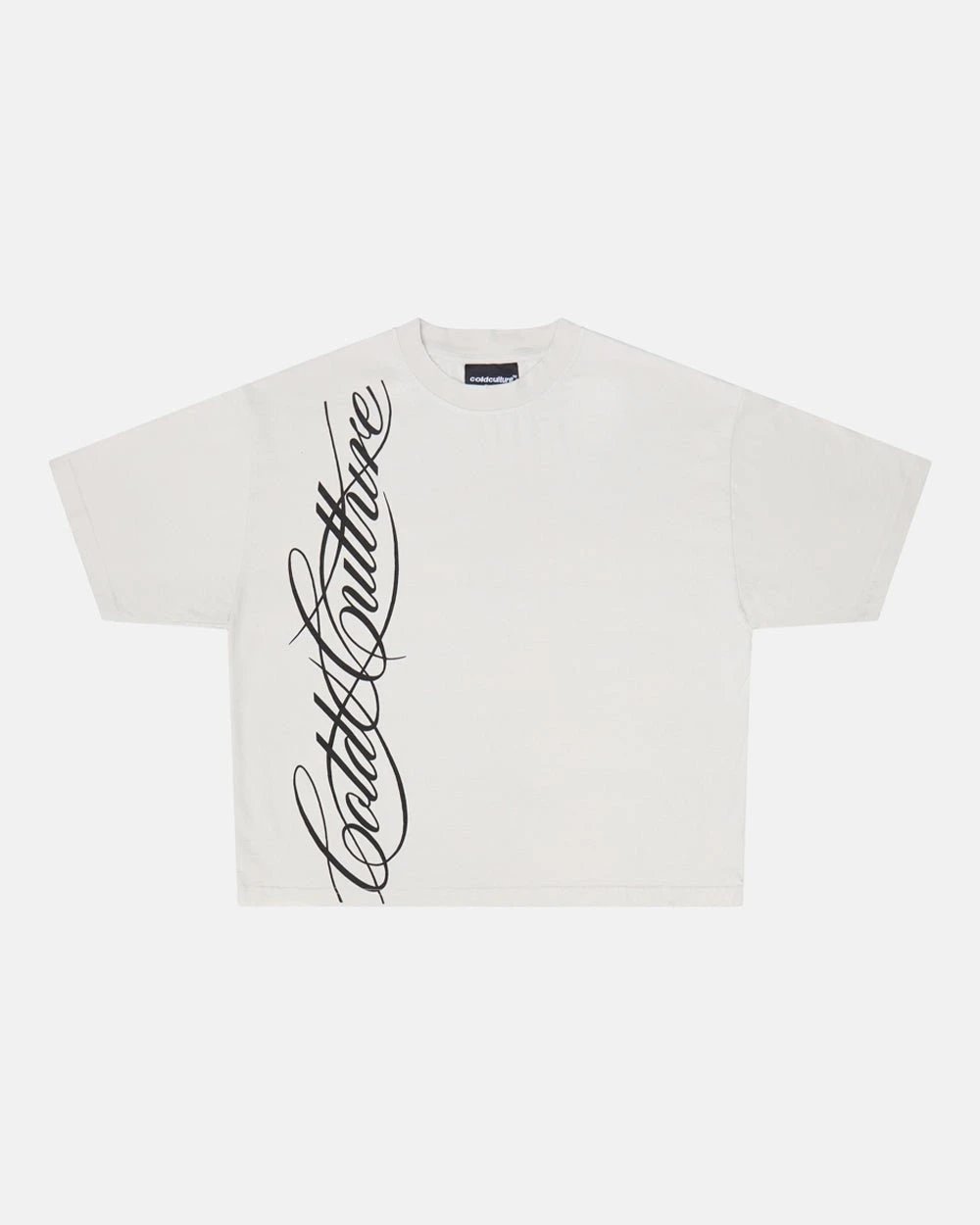 Cold Culture T-Shirts Oversized Logo Print — 34 Script-Light Grey