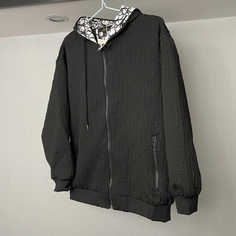 Dior Hoodies & Sweatshirts Reversible knit zip-up hoodie with all-over logo pattern — 11
