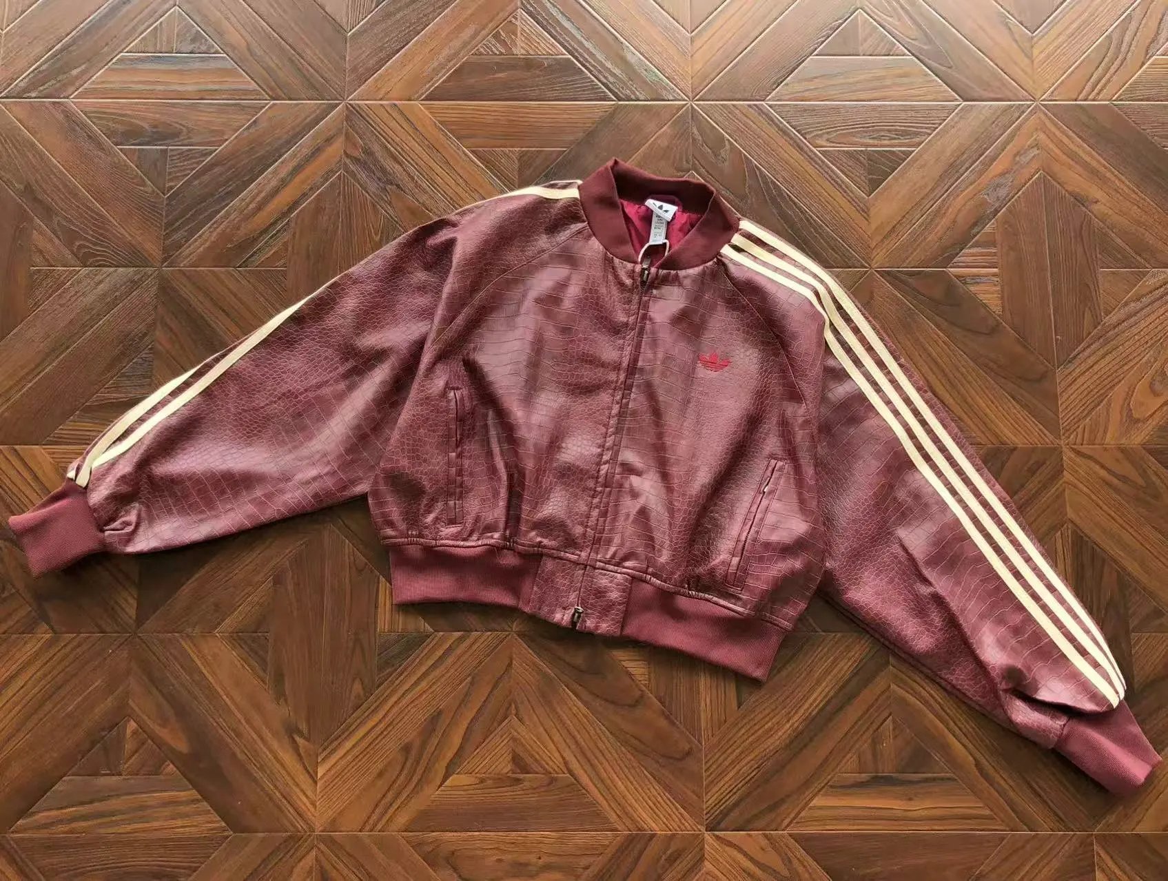 Adidas Jackets Croc-embossed three-stripe bomber jacket — 04