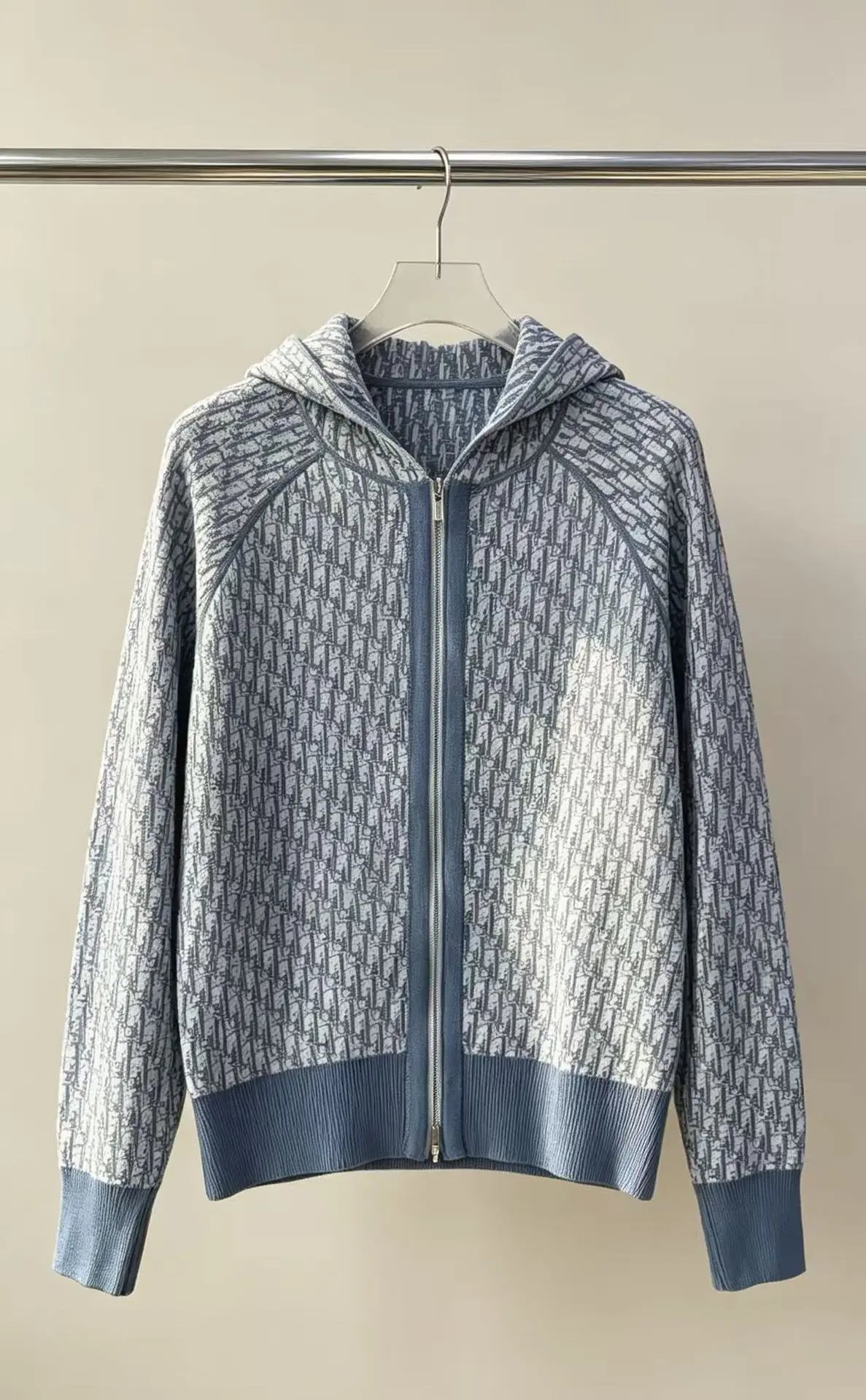 Dior Hoodies & Sweatshirts Reversible knit zip-up hoodie with all-over logo pattern — 03