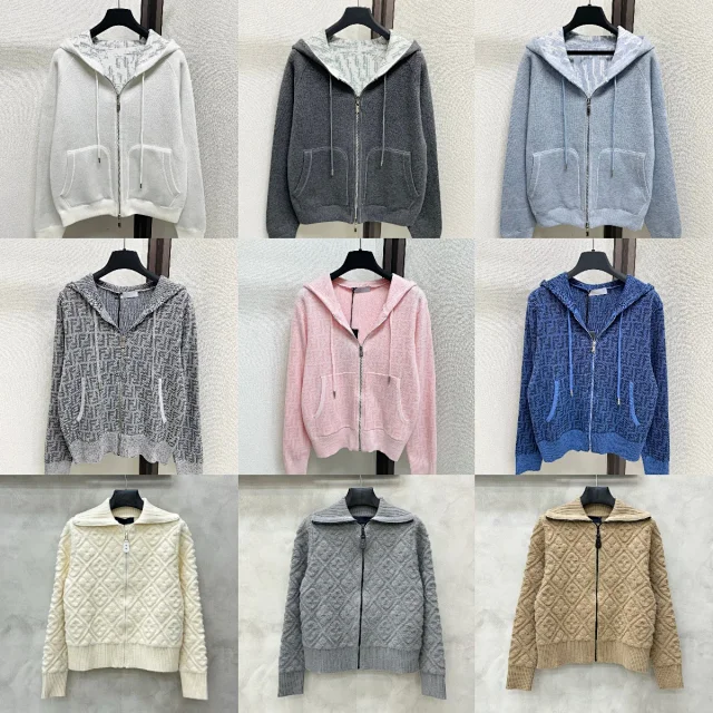 Dior Hoodies & Sweatshirts Reversible knit zip-up hoodie with all-over logo pattern product detail image 1