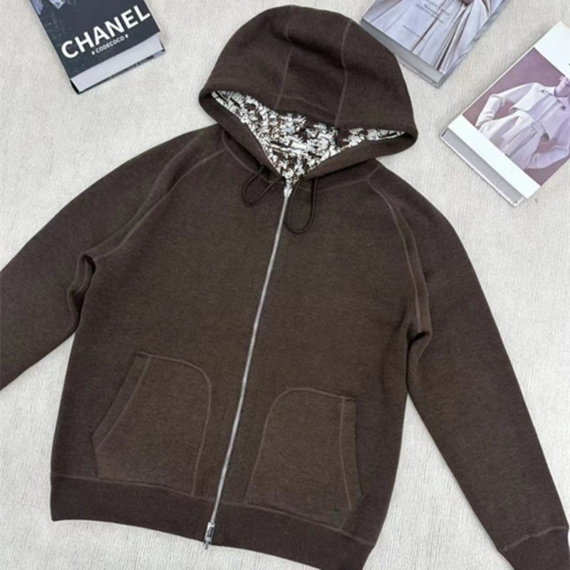 Dior Hoodies & Sweatshirts Reversible knit zip-up hoodie with all-over logo pattern — 09
