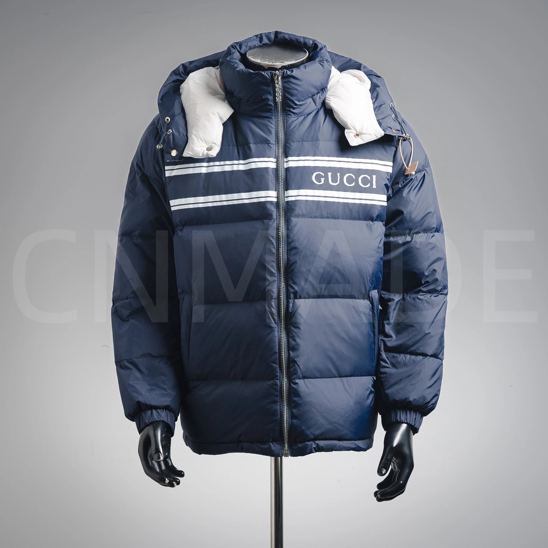 古牌胸前条纹logo连帽羽绒服 3