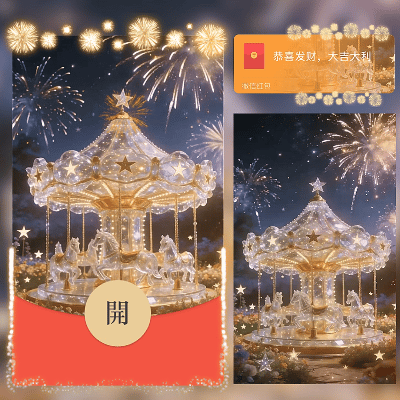 旋转木马爱情烟花/我爱你/ln红包封面皮肤