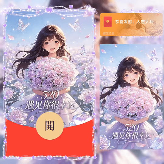 520 遇见你很幸运 女款 /bz红包封面皮肤