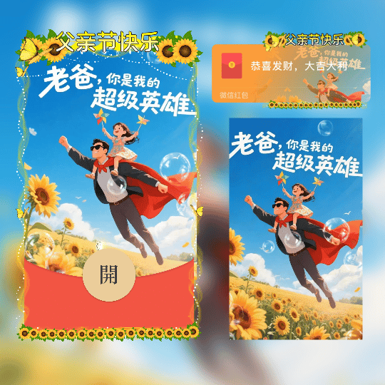 老爸你是我的超级英雄/父亲节/新版动态tt红包封面皮肤
