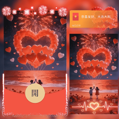 我爱你情人爱心气球烟花/ln红包封面皮肤