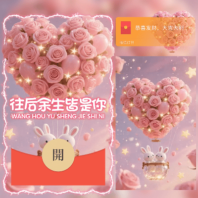 玫瑰爱心热气球/往后余生皆是你/ln红包封面皮肤