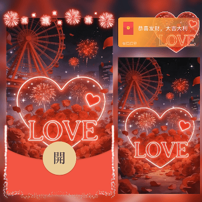 爱心玫瑰爱情烟花/往后余生皆是你/情人节快乐/ln红包封面皮肤