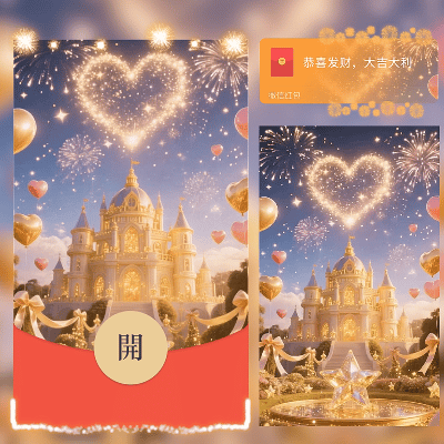 爱心烟花城堡/与你有关皆是浪漫/ln红包封面皮肤