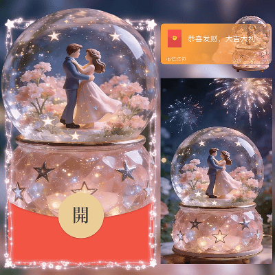 粉色水晶球/新年快乐/马年暴富发财/ln红包封面皮肤